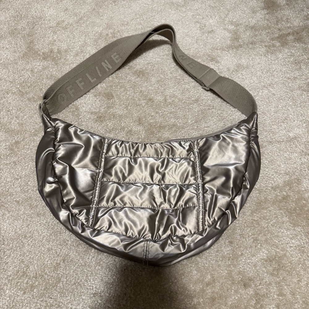 OFFLINE by aerie metallic puff love crescent bag